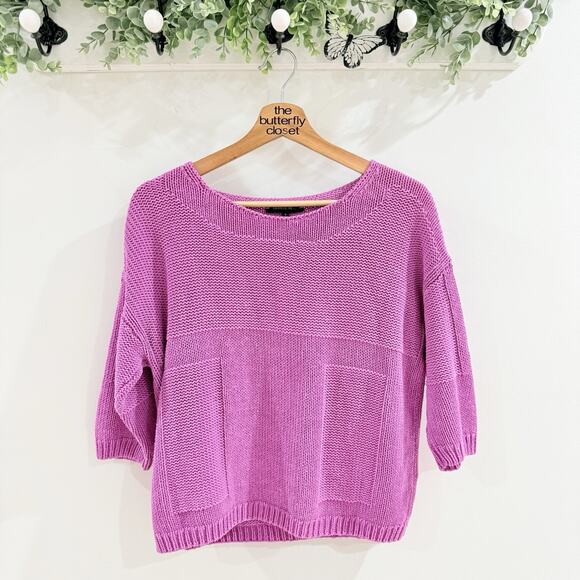 Lafayette 148 New York Sweater Raspberry 3/4 Sleeve Boat Neck Size Small C502 - Picture 1 of 3